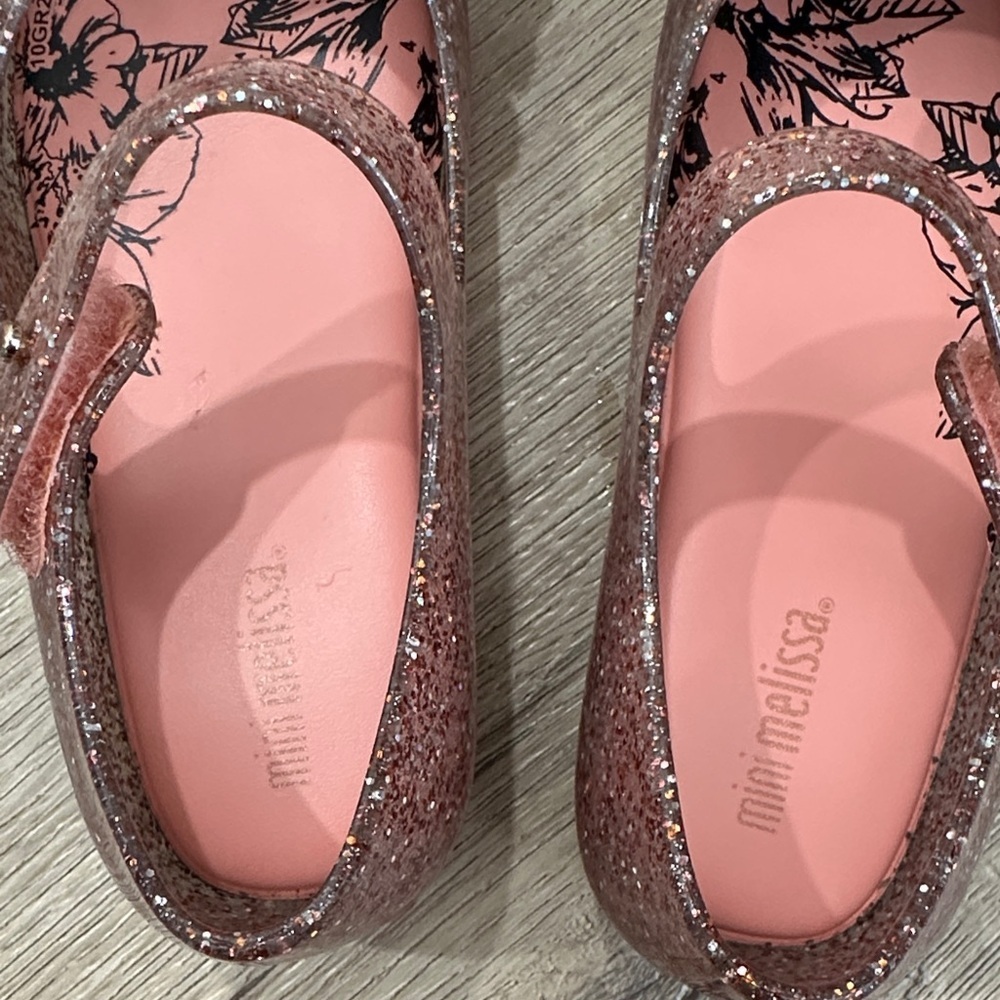 Mini Melissa Ultragirl Butterfly Jelly Ballerinas pink glitter Jellies Mary Jane - Picture 6 of 6